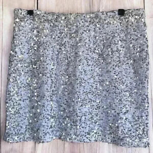Women’s Silver Sequin Mini Skirt White Lining 17” Waist Taylor Swift Eras Tour